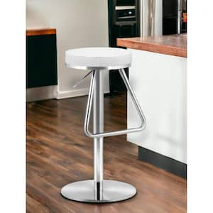 31.1 in. White Backless Metal Bar Chair with Upholstery Seat