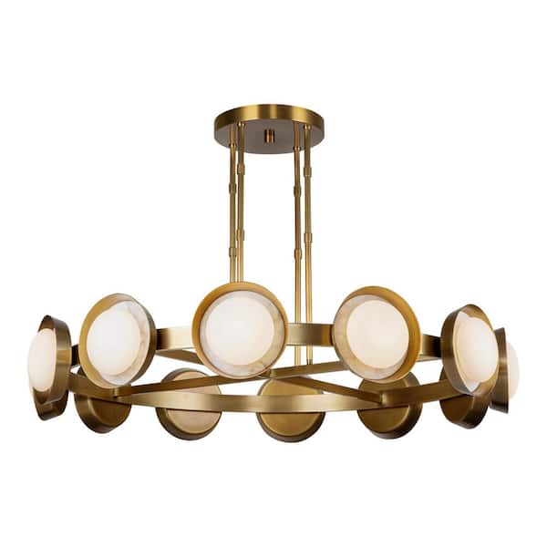 ALORA Alonso 50 in. 1-Light 40-Watt Vintage Brass Integrated LED Chandelier
