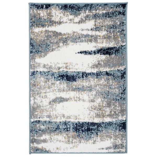World Rug Gallery Contemporary Abstract Waves Blue 2 ft. x 3 ft. Area Rug