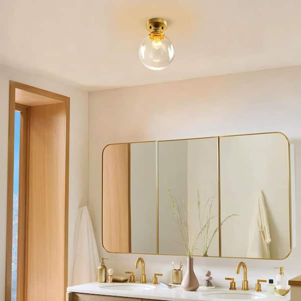 RRTYO Julia 7.87 in. W 1-Light Modern Brushed Gold Clear Glass
