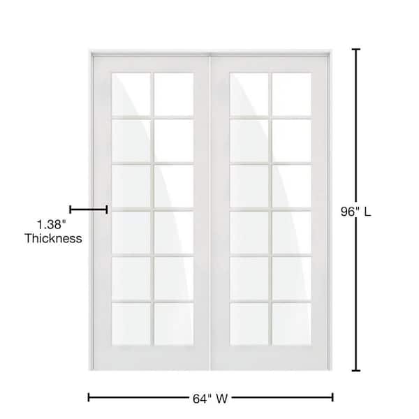 Krosswood Doors 64 in. x 96 in. Craftsman Shaker 12-Lite Right Handed MDF  Solid Hybrid Core Double Prehung Interior Door PHID.SH.422.54.80.138-RA -  The Home Depot