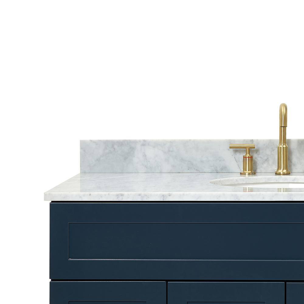Hamlet 49" Midnight Blue Freestanding Vanity with White Marble Top