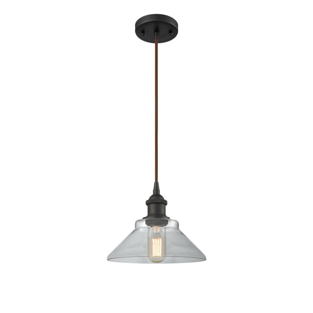 Orwell 1 Light Oil Rubbed Bronze Cone Pendant Light with Clear Glass Shade price history on PriceWatchPro