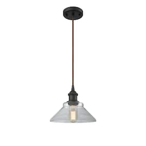 Orwell 1 Light Oil Rubbed Bronze Cone Pendant Light with Clear Glass Shade