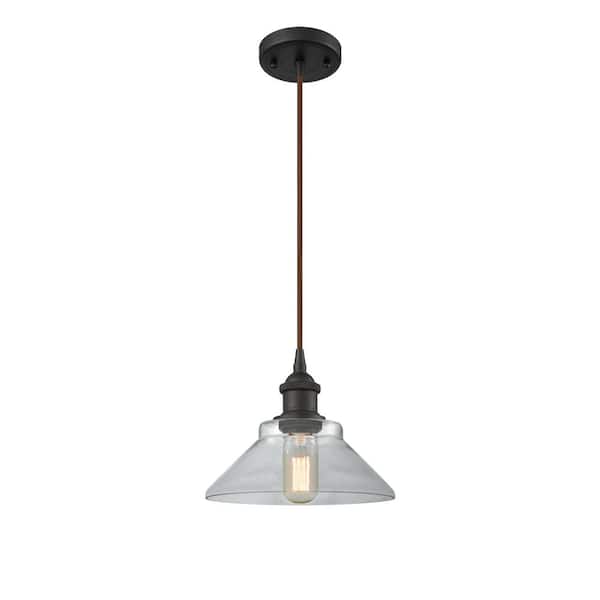 Innovations Orwell 1 Light Oil Rubbed Bronze Cone Pendant Light with Clear Glass Shade