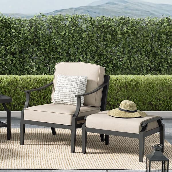 Tamarin 2-Piece Aluminum Outdoor Conversation Set with Echo Dune Sunbrella Cushions