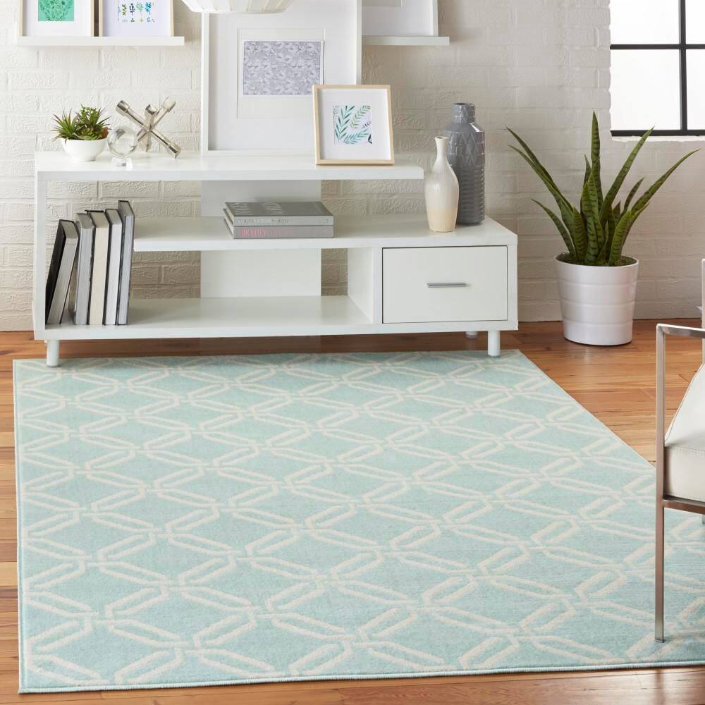 Trellis Charm Green Synthetic 4' x 6' Reversible Area Rug
