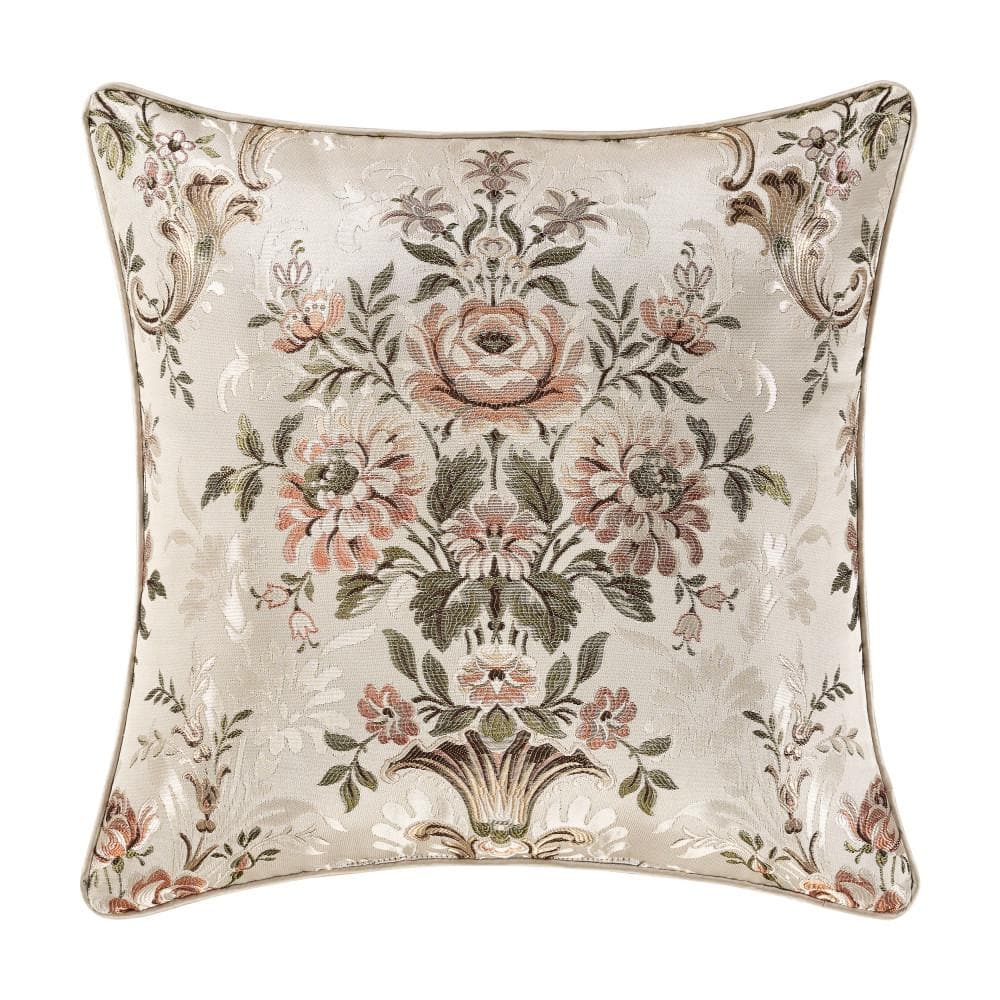 Pecora Coral Polyester Floral 20 in. Square Decorative Throw Pillow 20 in. 