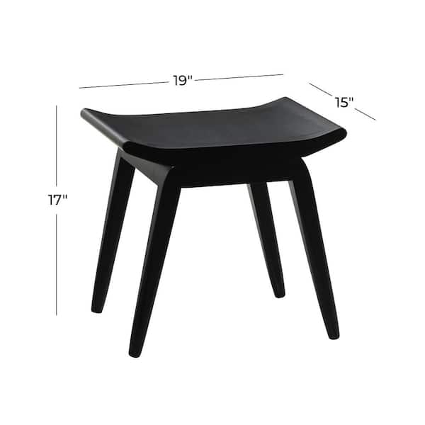 Caspian 17 in. Black Wood Stool