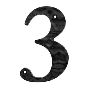6 in. Black Cast Iron House Number 3