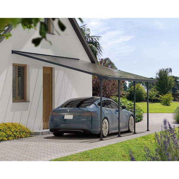 Feria 13 ft. x 20 ft. Gray/Clear Lean to Carport