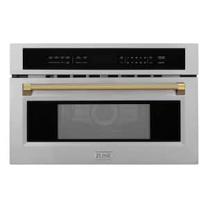 Autograph Edition 30 in. 1.6 cu ft. Built-In Microwave Oven in Stainless Steel & Polished Gold Helix Handle