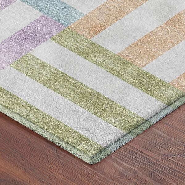 Mayfield Premium Machine Washable Abstract AMF2332 Pearl 5 ft. x 7 ft. 6 in. Area Rug