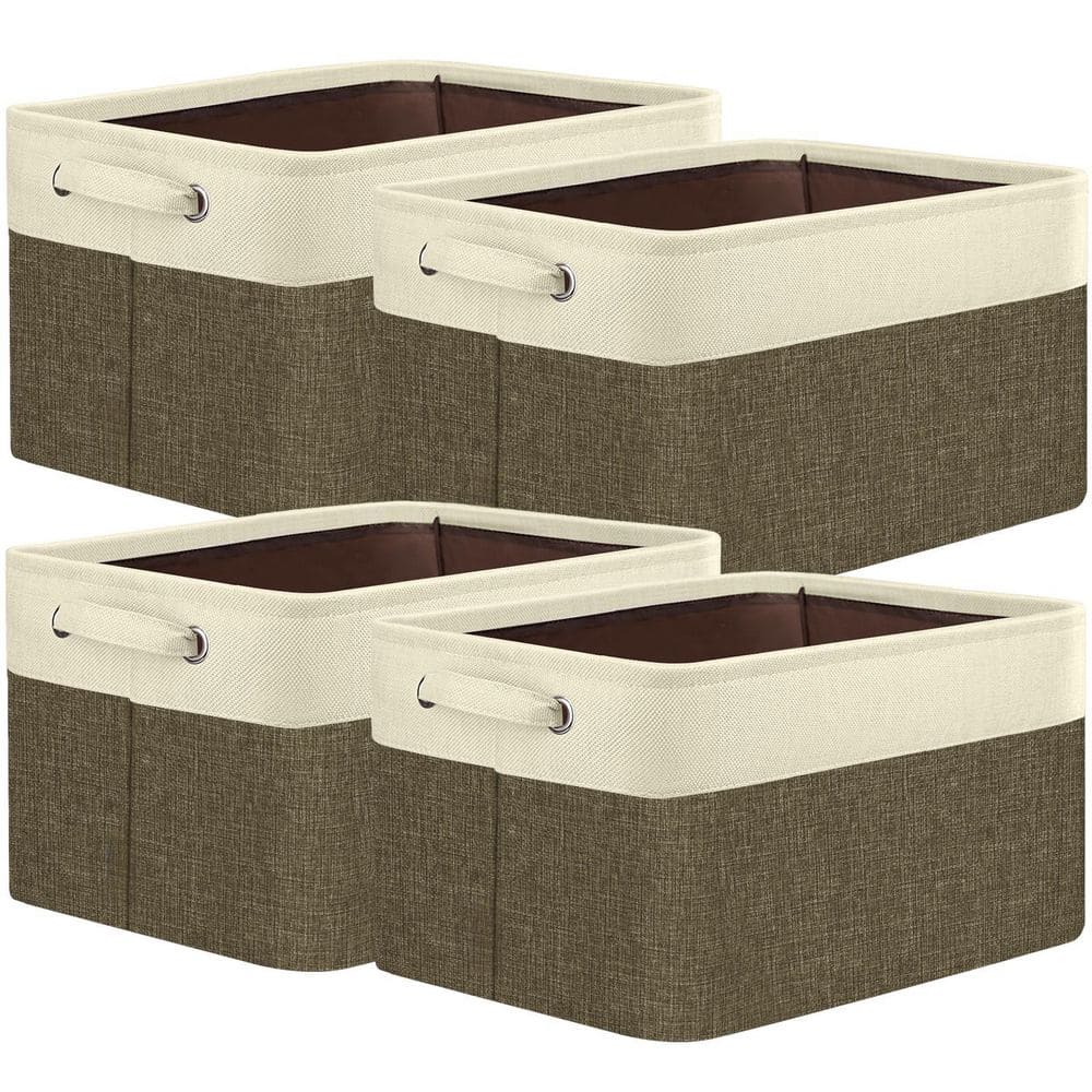 "Brown 15"" x 9.5"" linen Decorative Baskets (Set of 4) for Organizing, Shelf, Clothes, Home, Office" price history on PriceWatchPro