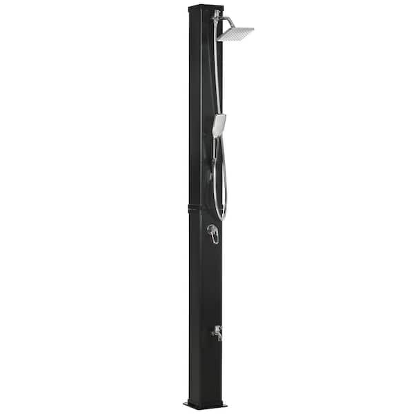 Outsunny 7 ft. Solar Heated Shower in Black for Beach Pool Spa