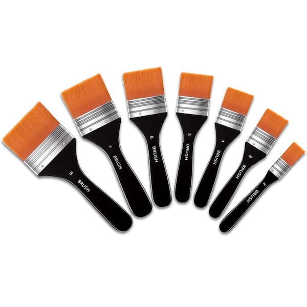 KIWDZFU 7-Piece Artist Wide Flat Paint Brushes Set Assorted Sizes for Acrylic Oil Watercolor Gesso Varnish