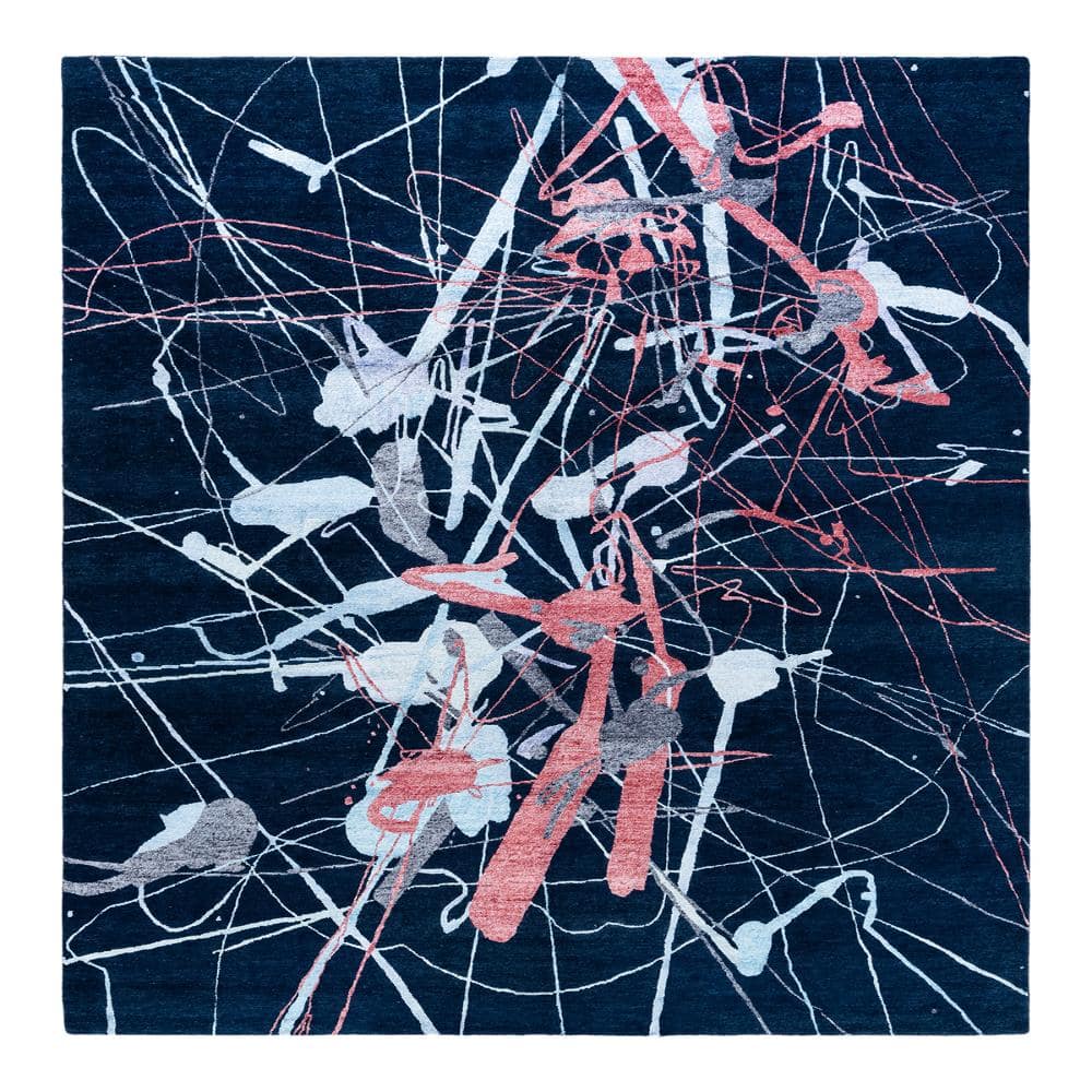 Modern-Contemporary Navy 8 X 10 Hand-Knotted Wool Silk Indoor Area Rug price history on PriceWatchPro