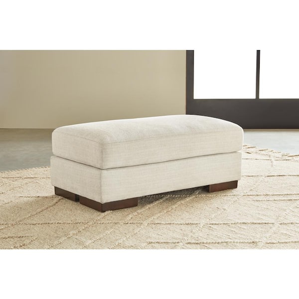 Maggie Beige Polyester Rectangular Ottoman