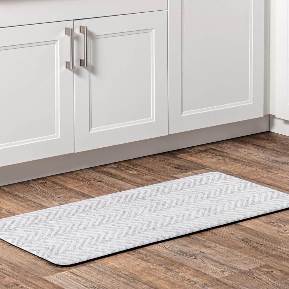 Light Gray Geometric Non-slip Synthetic Anti-fatigue Mat 20" x 42"