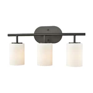 Pemlico 3-Light Oil Rubbed Bronze with White Glass Bath Light
