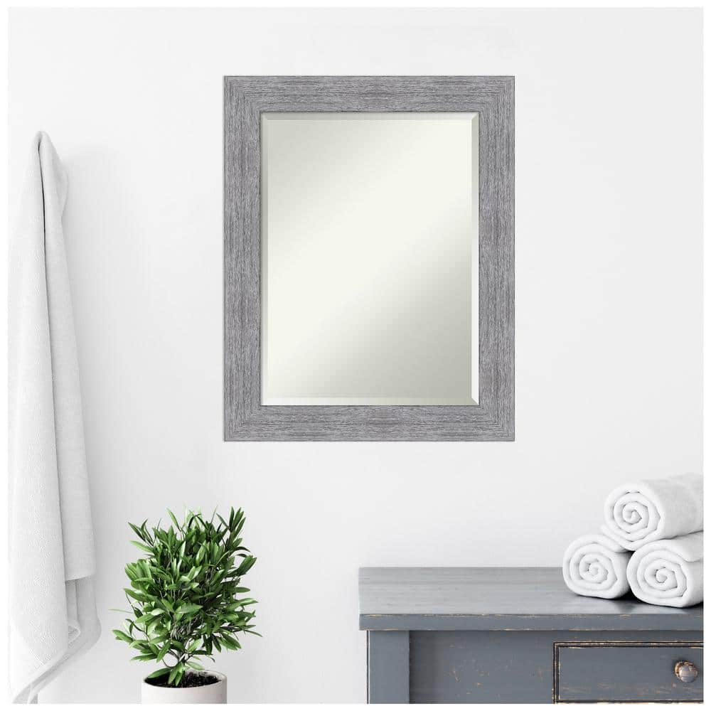 Bark Rustic Bronze and Silver Wood 35"x30" Wall Mirror