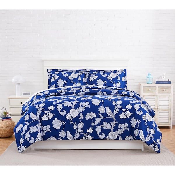 SOUTHSHORE FINE LINENS Early Spring 2-Piece Blue Twin/Twin XL Microfiber Duvet Cover Set