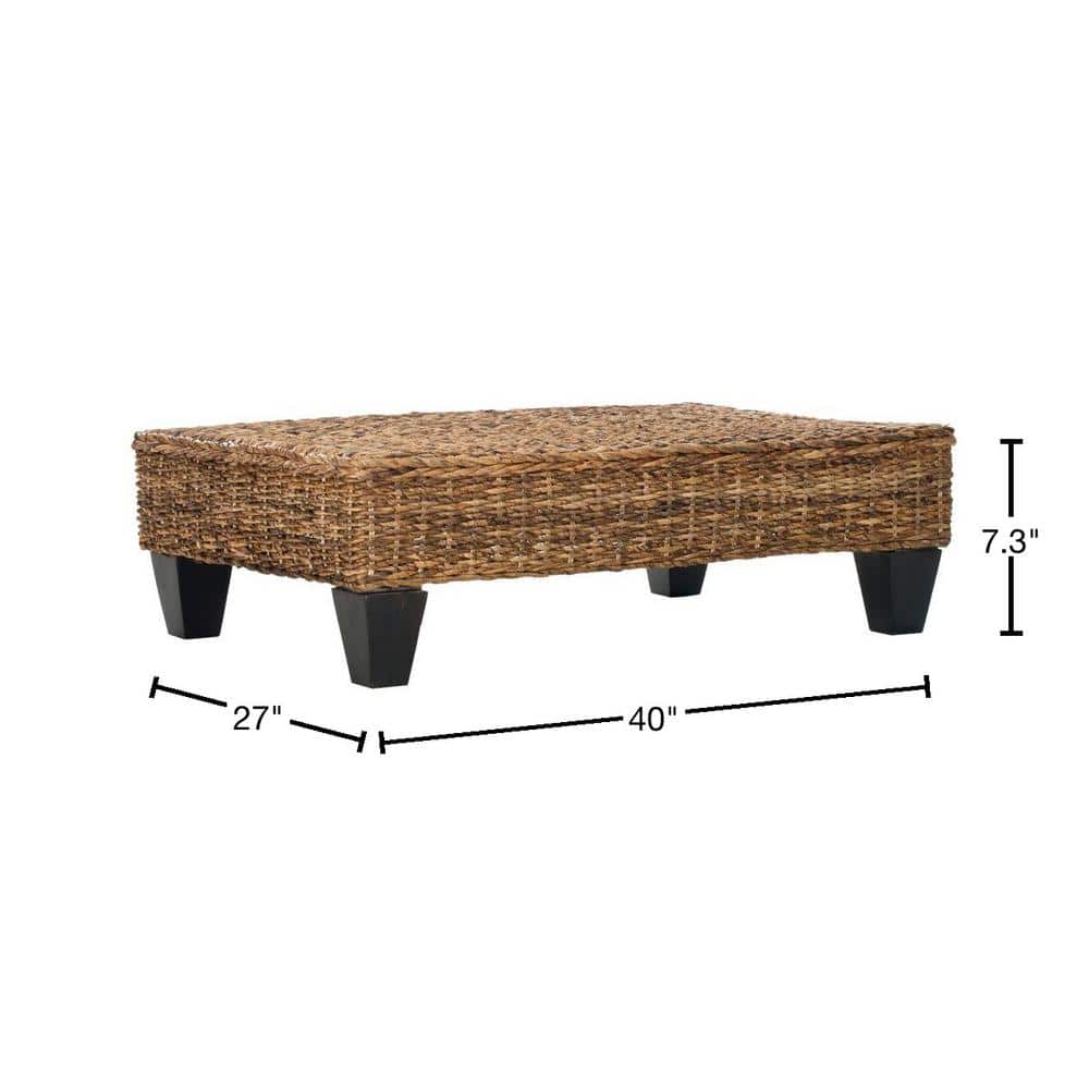 Leary Natural Wicker and Mango Wood Transitional Bench