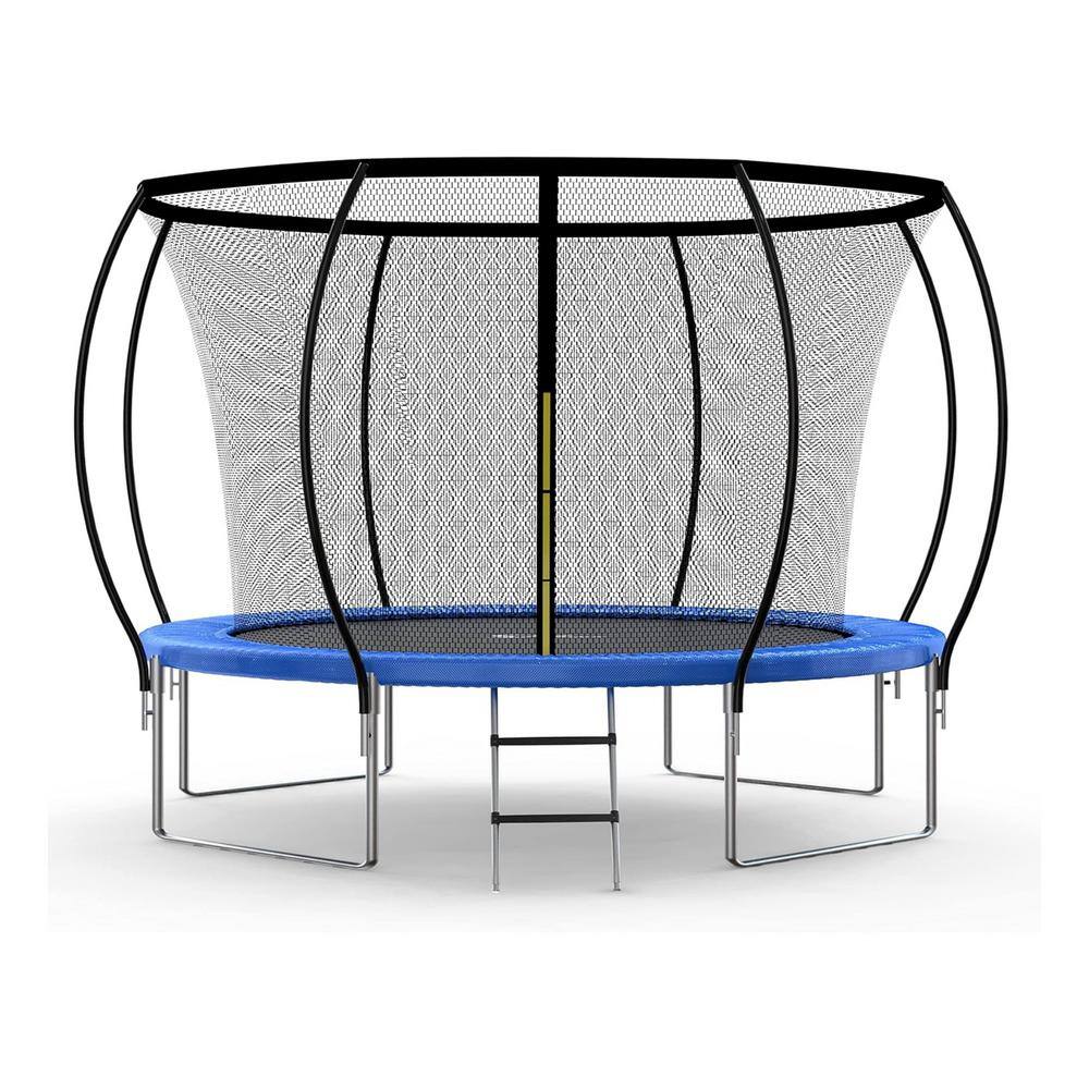 SUNRINX 12 ft. Blue Round Trampoline with Safety Enclosure