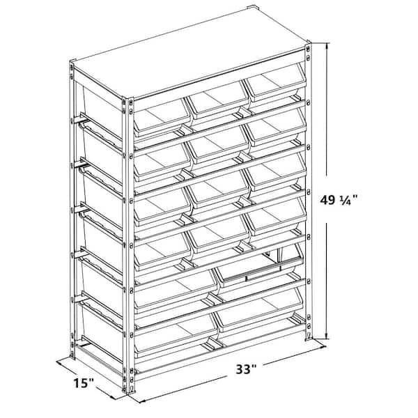 Gray 4-Tier Botless Bin Storage System Garage Storage Rack (24 Plastic Bins  in 4 Tier)