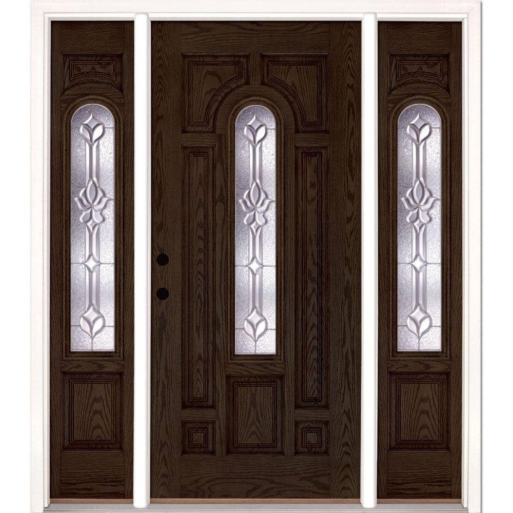 67.5 in.x81.625 in. Medina Zinc Center Arch Lt Stained Walnut Oak Right-Han