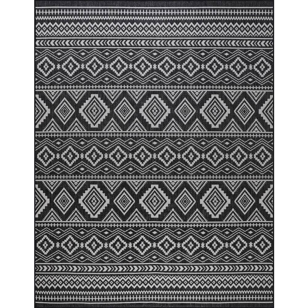 Beverly Rug Waikiki Black/White 8 ft. x 10 ft. Moroccan Indoor/Outdoor Area Rug, Black / White Beverly Rug indoor outdoor rugs are available in various sizes; 2 ft. x 3 ft. doormat rug (2 ft. 2 in. x 3 ft. 3 in.), 2 ft. x 7 ft. (2 ft. 2 in. x 7 ft.) runner rug, 4 ft. x 6 ft. area rug (3 ft. 11 in. x 5 ft. 11 in.), area rug 5 ft. x 7 ft. (5 ft. 3 in. x 7 ft.), 6 ft. x 9 ft. area rugs (6 ft. 7 in. x 9 ft.), large area rug 8 ft. x 10 ft. (7 ft. 10 in. x 10 ft.) and 6 ft. 7 in. round rug. You can use our non-shedding rugs wherever needed; either indoors such as living room, dining room, laundry room, bedroom, hallway, children playroom, or outdoors such as deck, patio, pool side, picnic, beach, garage, or guest lounges. These fade resistant indoor rugs has UV protection and offer environment protection with their eco-friendly and breathable material. The vibrant colors will not fade in the sun. Ideal for high traffic areas. With natural color options of beige, blue, grey and dark grey, this beautiful Moroccan design area rug is perfect fit for your vintage decor. Color: Black / White.