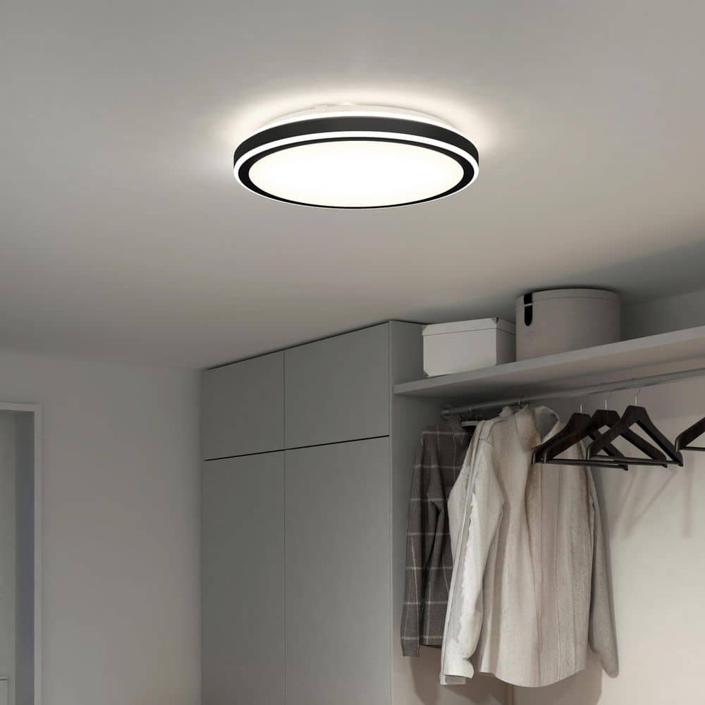 Altitude 15 in. Modern Round Matte Black LED Flush Mount Selectable 5 CCT Dimmable White price history on PriceWatchPro