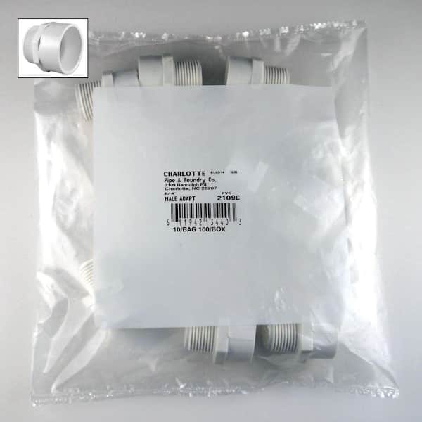 Charlotte Pipe 3/4 in. PVC Sch. 40 S x MPT Male Adapter (10-Pack)