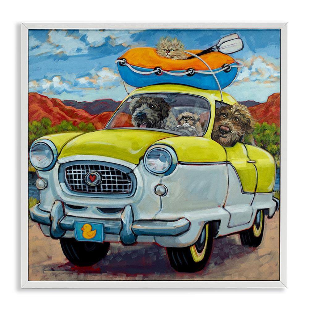 Vacation Dogs in Car by CR Townsend White Framed Giclee Art Print Animal 12 in. x 12 in. price history on PriceWatchPro
