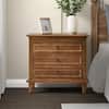 JAYDEN CREATION Julia Acorn 27 in. H Traditional 3-Drawer Solid Wood Legs Nightstand with Charging Station NSYL0889-ACR