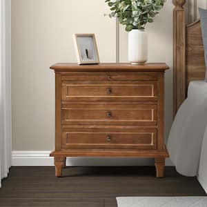 Julia Acorn 3-Drawer Traditional Style Nightstand with Built-In Outlets