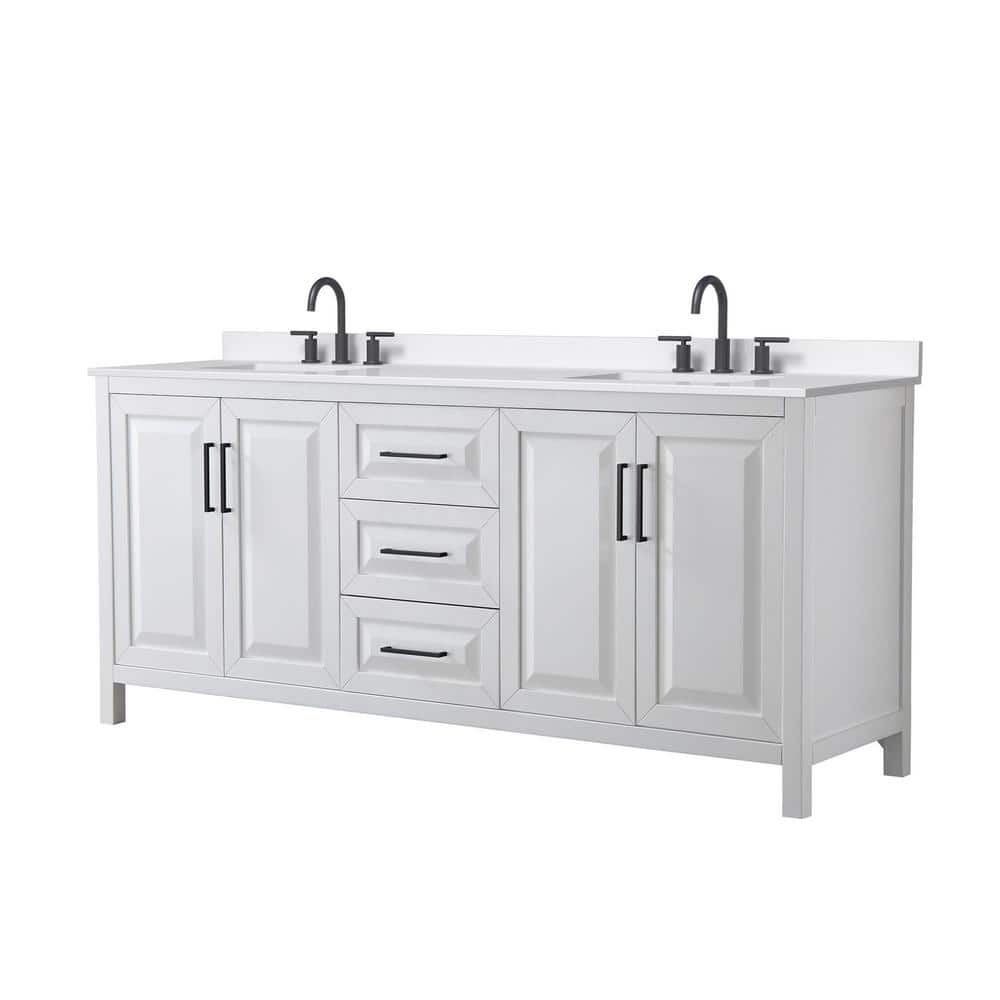 Daria 80 in. W. x 22 in. D x 35.75 in. H Double Bath Vanity in White with White Quartz Top price history on PriceWatchPro
