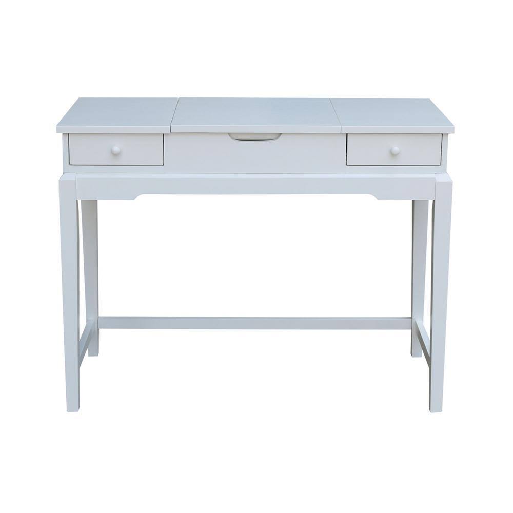 White Solid Wood Traditional Vanity Table with Bench