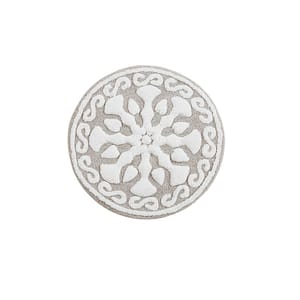 25 in. L Round Medallion Taupe Cotton Tufted Bath Rug