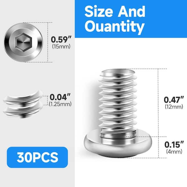 M8 x 12 mm Stainless Steel Hex Button Head Socket Screw (30-Pack)