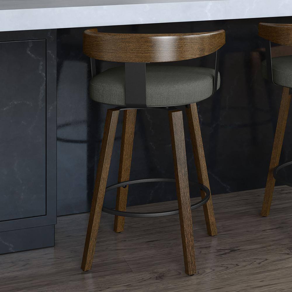 Cohen 26" Gray Swivel Counter Stool with Wood and Metal