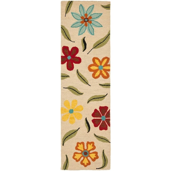 Blossom 2 ft. x 12 ft. Beige/Multi Floral Petals Runner Rug