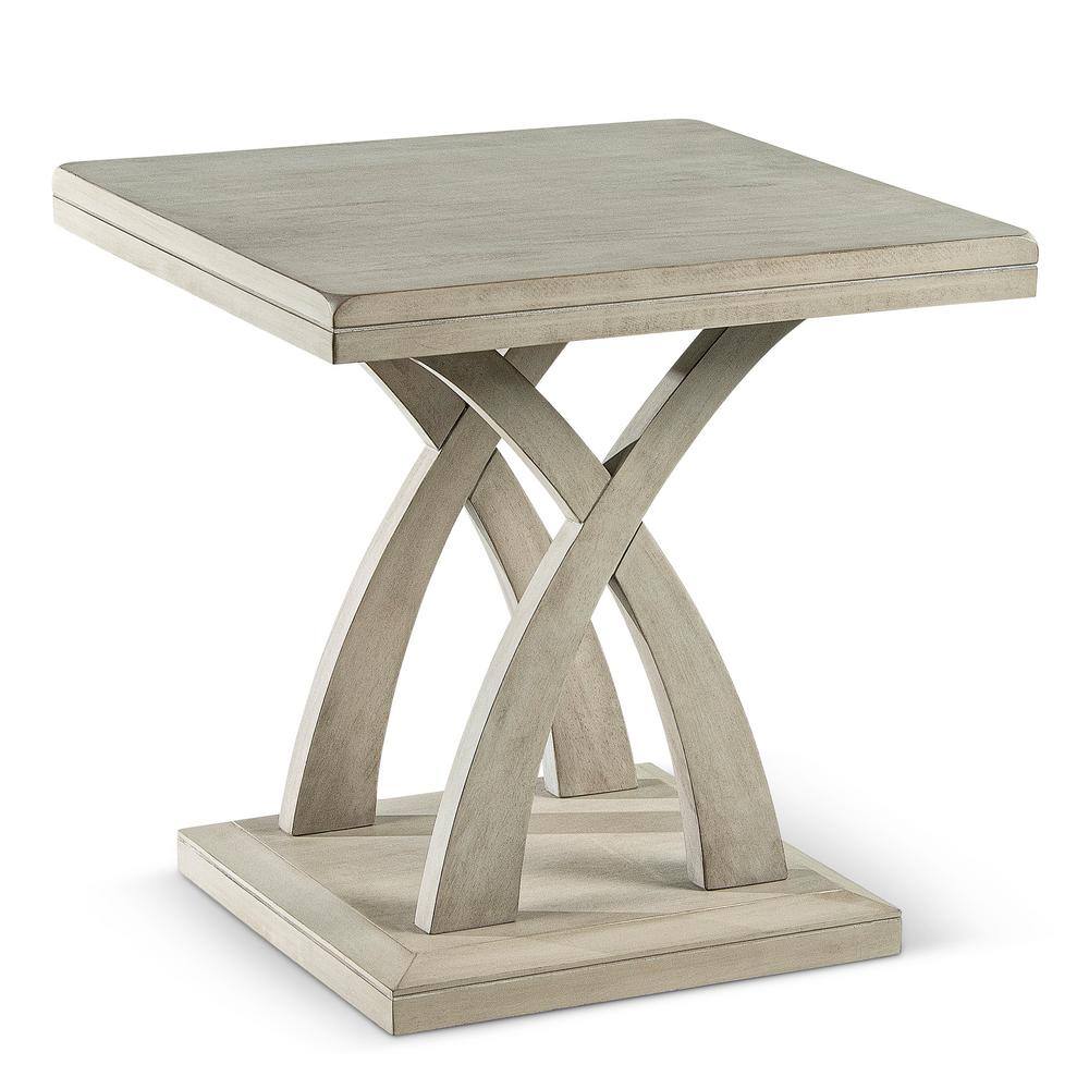 Jocelyn Gray Wood and Silver Metal X-Base End Table
