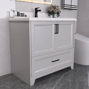 Baily 36 in. W x 21 in. D x 33 in. H Single Sink Freestanding Bath Vanity in Light Grey with White Cultured Marble Top