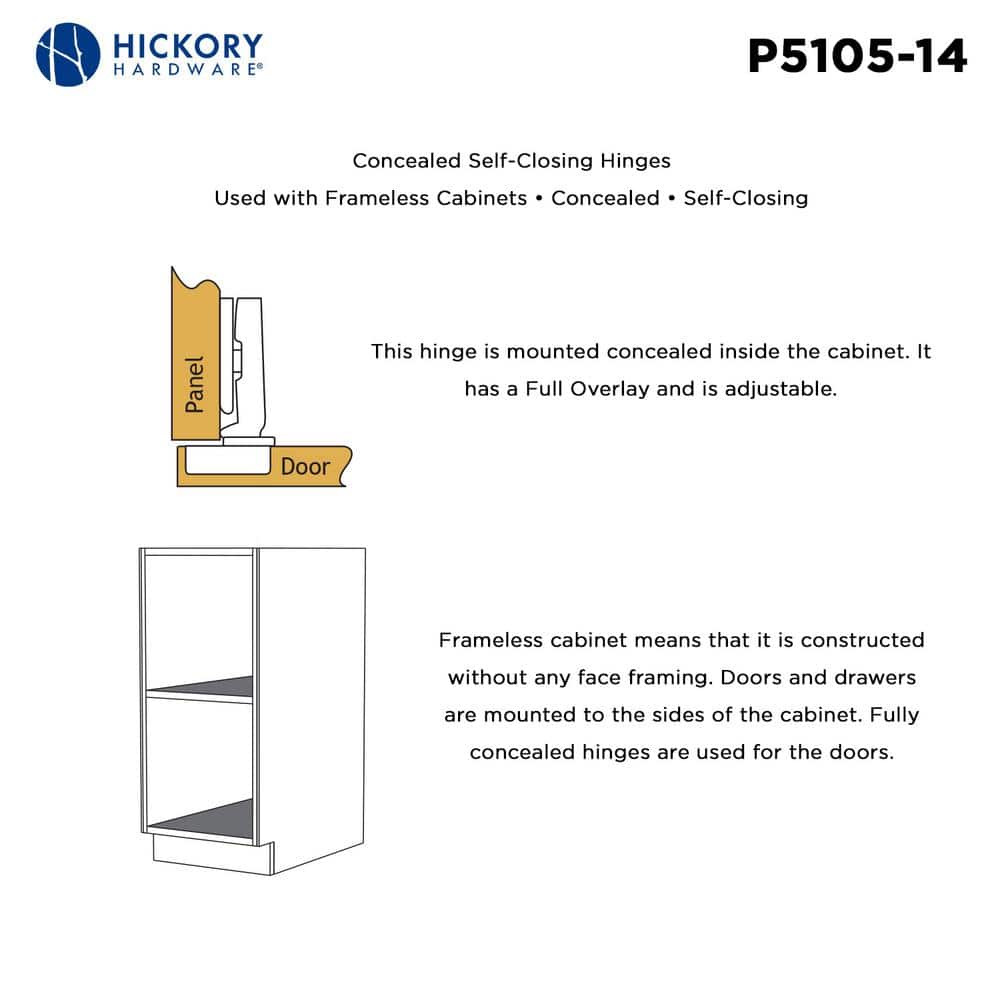 Brushed Nickel Full Overlay Concealed Cabinet Hinge