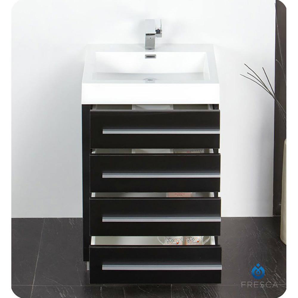 Black MDF Single Sink Bathroom Vanity with Acrylic Top