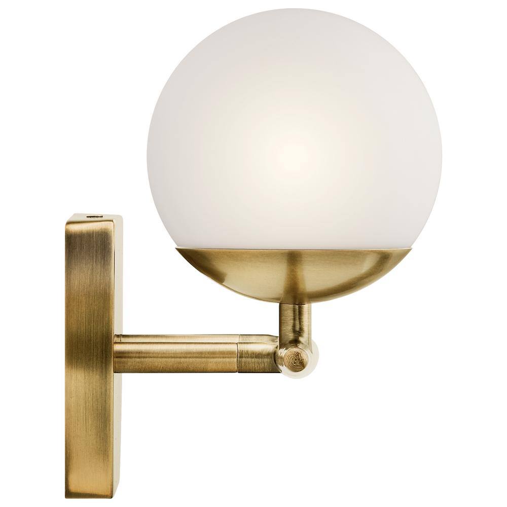 Jasper Mid-Century 16.5" Vanity Light in Natural Brass with Opal Glass