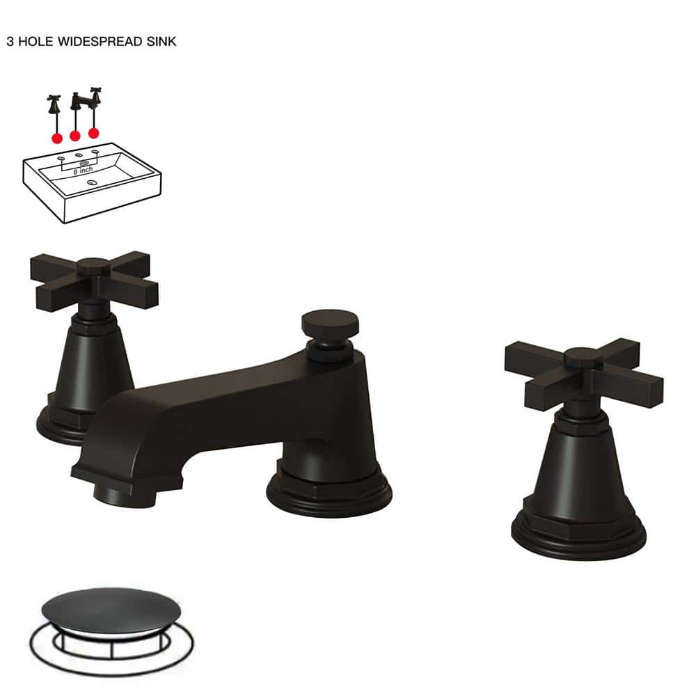 BWE 8 in. Widespread Double Handle 3 Hole Bathroom Faucet WaterSaving