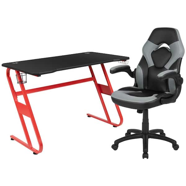 Carnegy Avenue 51.5 in. Red Gaming Desk and Chair Set