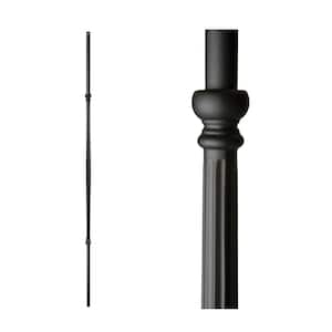 Monte Carlo 44 in. x 0.625 in. Satin Black Single Plain Fluted Bar Hollow Wrought Iron Baluster